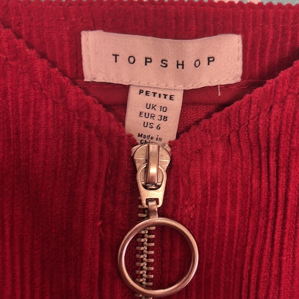 Red Topshop petite above the knee length zip up dress. - Picture 3 of 3